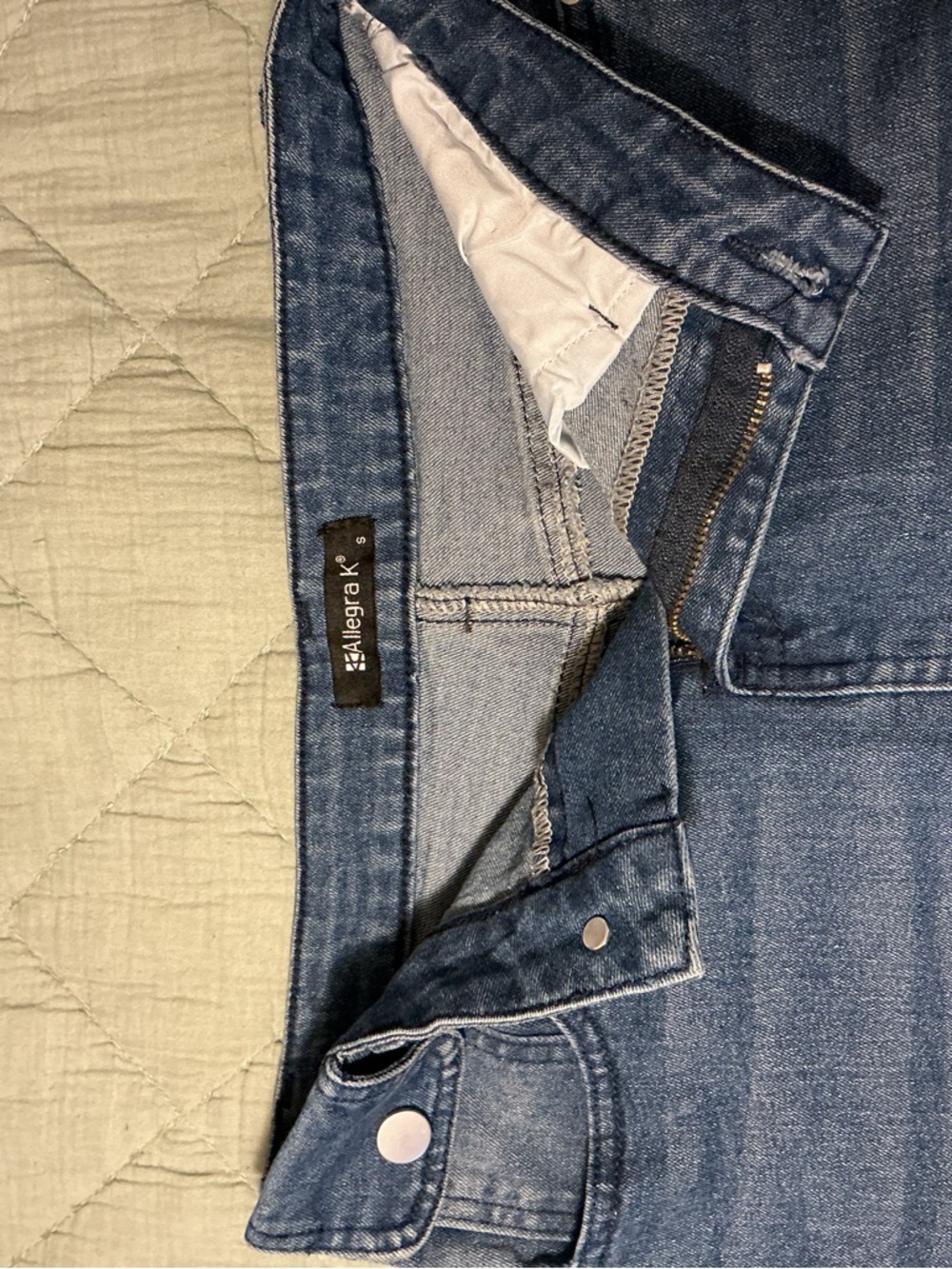 Allegra K Blue Washed High-Waist Midi Denim Skirt - Picture 3 of 3
